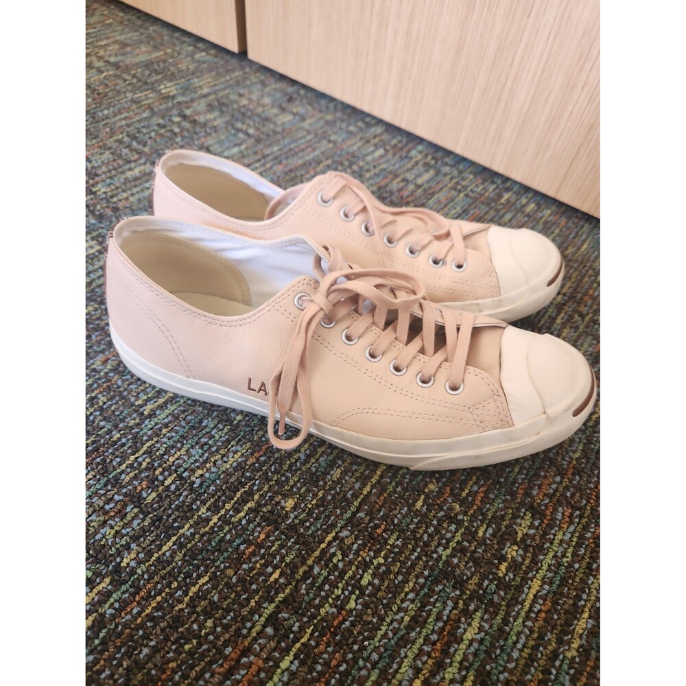 Converse Jack Purcell Pink Leather Lace-Up Shoes Sneakers Men's 9 Women's 10.5